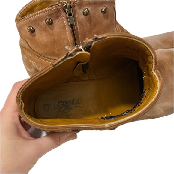 Old Gringo 2790 Yippee Ki Yay Tan Studded Ankle Cowboy Boots Men 11D - Picture 7 of 8